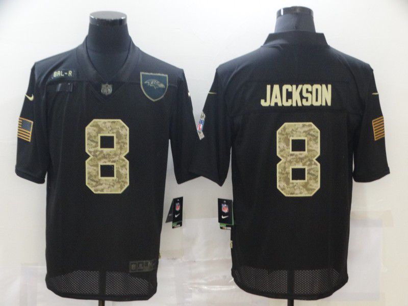 Men Baltimore Ravens #8 Jackson Black camo Lettering 2020 Nike NFL Jersey->dallas cowboys->NFL Jersey